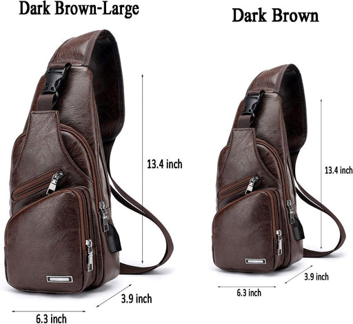 Bolso bandolera de cuero para hombre, ideal para negocios, viajes universitarios, con puerto de carga USB - Quierox - Tienda Online