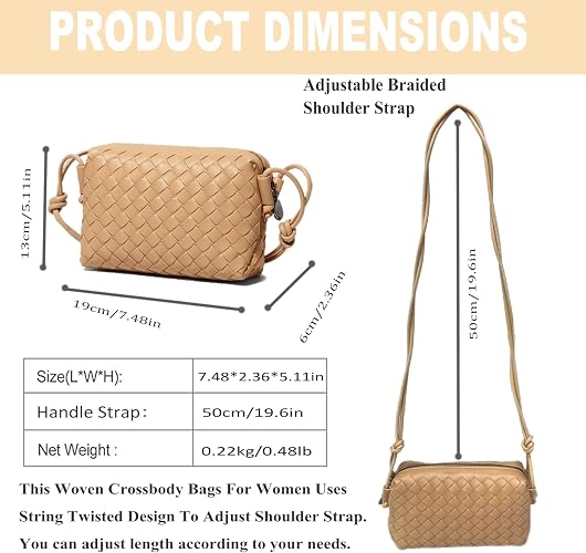 Bolso bandolera de cuero trenzado para mujer, monedero de hombro - Quierox - Tienda Online