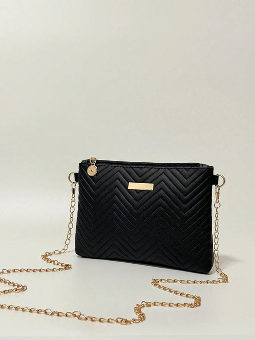 Bolso bandolera de moda para mujer con cadena ondulada y detalle en relieve - Quierox - Tienda Online