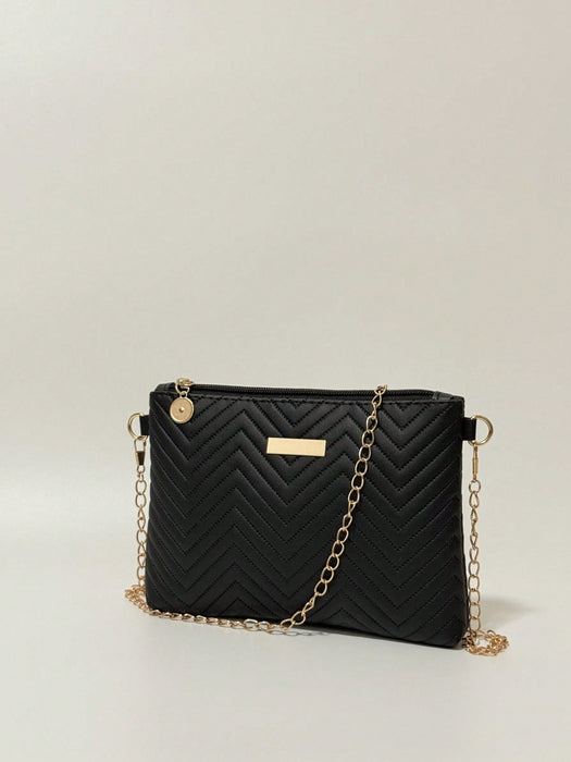 Bolso bandolera de moda para mujer con cadena ondulada y detalle en relieve - Quierox - Tienda Online