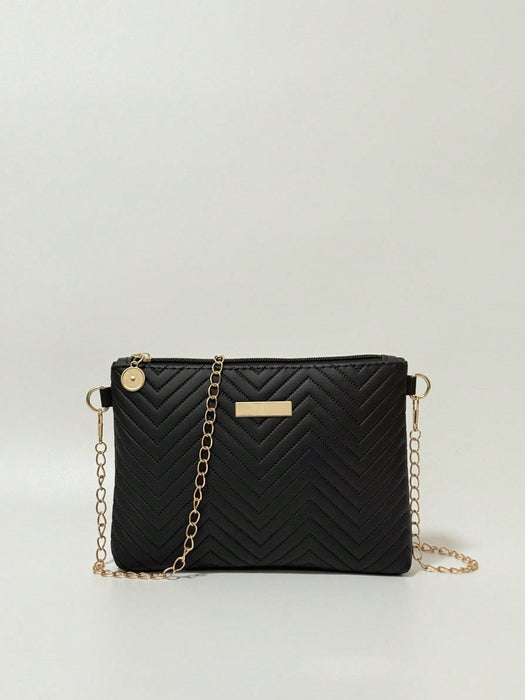 Bolso bandolera de moda para mujer con cadena ondulada y detalle en relieve - Quierox - Tienda Online