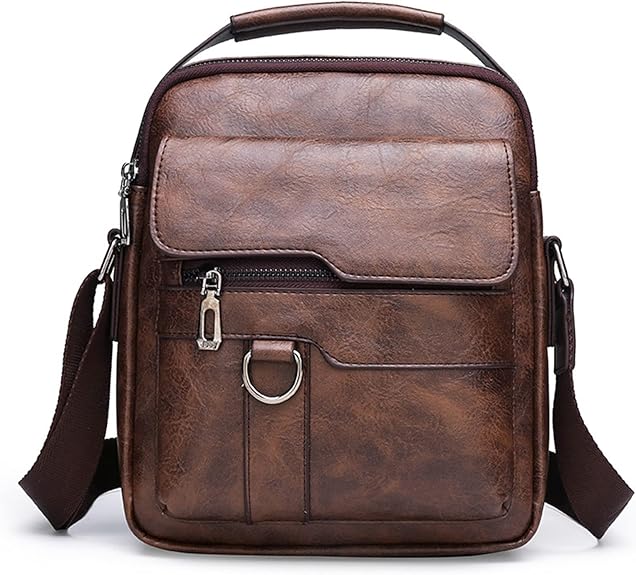 Bolso bandolera de piel para hombre, ideal para viajes, oficina o negocios, con correa ajustable - Quierox - Tienda Online