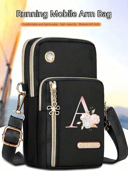 Bolso bandolera pequeño para mujer, con estampado floral y de letras del alfabeto - Quierox - Tienda Online