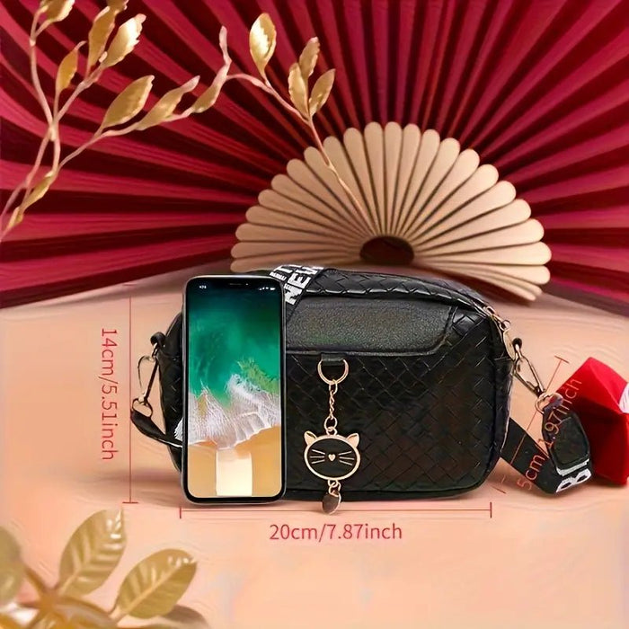 Bolso bandolera tejido blanco elegante con correa extraíble - Diseño geométrico - Quierox - Tienda Online