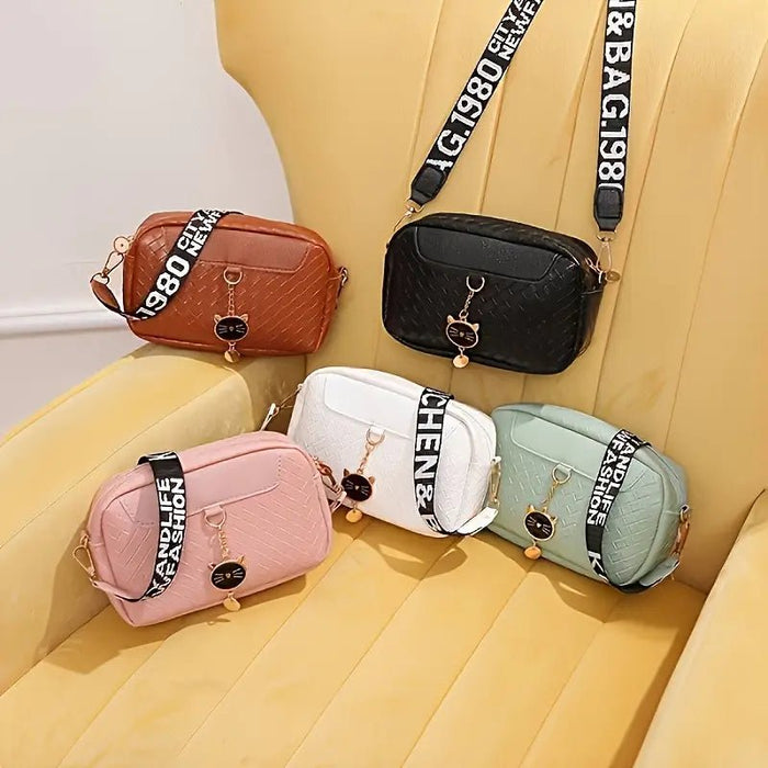 Bolso bandolera tejido blanco elegante con correa extraíble - Diseño geométrico - Quierox - Tienda Online