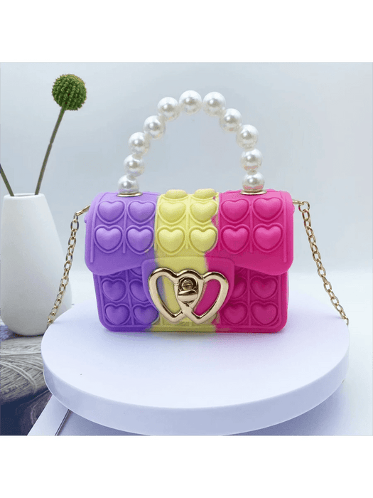 Bolso Con Forma De Corazón Para Niñas, De Hombro De Silicona Con Cadena De Metal - Quierox - Tienda Online