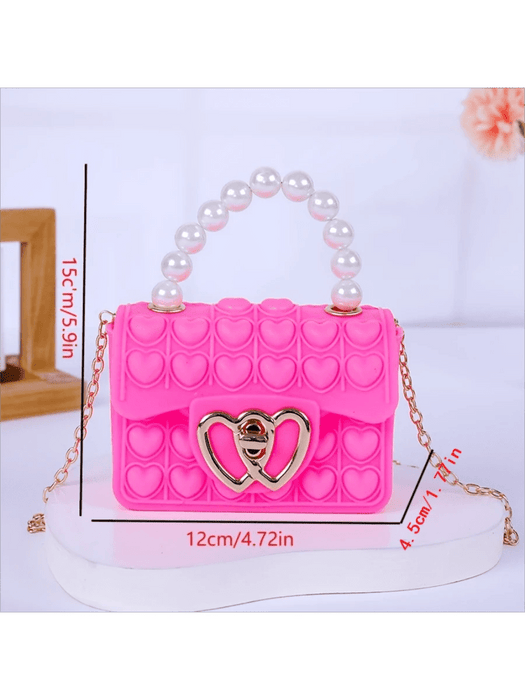 Bolso Con Forma De Corazón Para Niñas, De Hombro De Silicona Con Cadena De Metal - Quierox - Tienda Online
