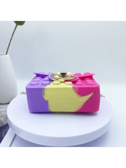 Bolso Con Forma De Corazón Para Niñas, De Hombro De Silicona Con Cadena De Metal - Quierox - Tienda Online