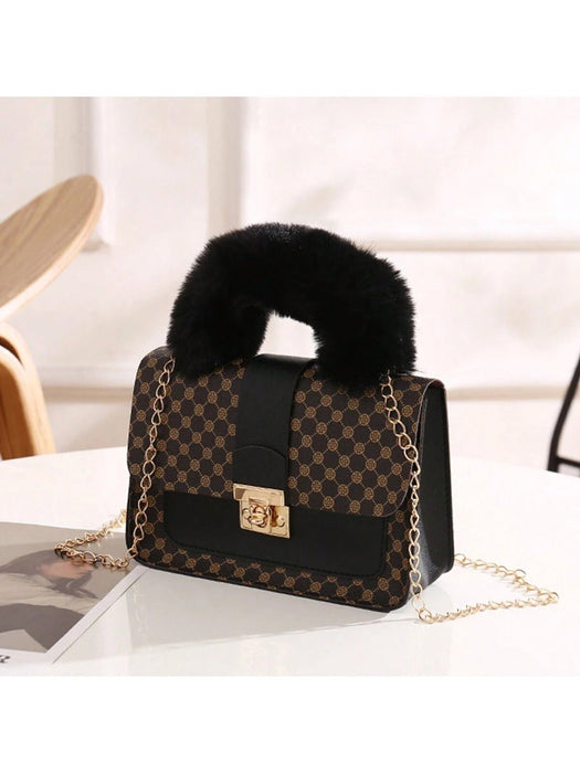 Bolso cuadrado con asa de felpa para niñas, bandolera con cadena, para teléfono - Quierox - Tienda Online