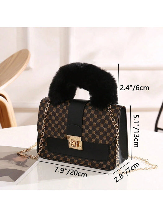 Bolso cuadrado con asa de felpa para niñas, bandolera con cadena, para teléfono - Quierox - Tienda Online