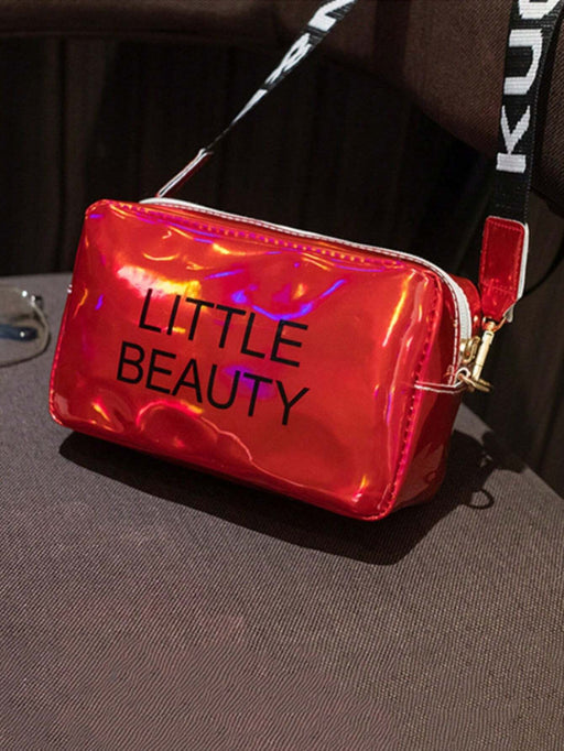 Bolso Cuadrado Con Patrón Láser Y Diseño De Letra, Con Solapa Y Cadena Para Colgar Al Hombro - Quierox - Tienda Online