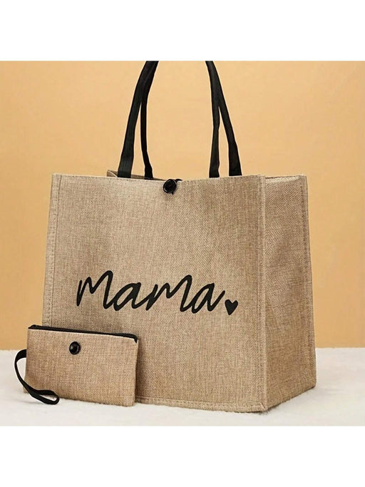 Bolso de mano tipo tote con estampado de letras "Mama", de gran capacidad - Quierox - Tienda Online
