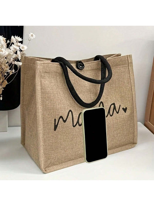 Bolso de mano tipo tote con estampado de letras "Mama", de gran capacidad - Quierox - Tienda Online