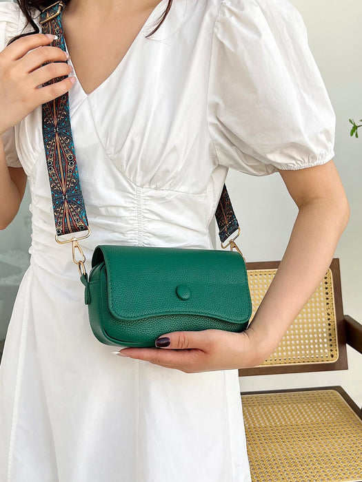 Bolso pequeño cuadrado Flip Lychee Grain, bolso bandolera sencillo, verde - Quierox - Tienda Online