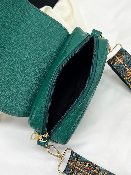 Bolso pequeño cuadrado Flip Lychee Grain, bolso bandolera sencillo, verde - Quierox - Tienda Online