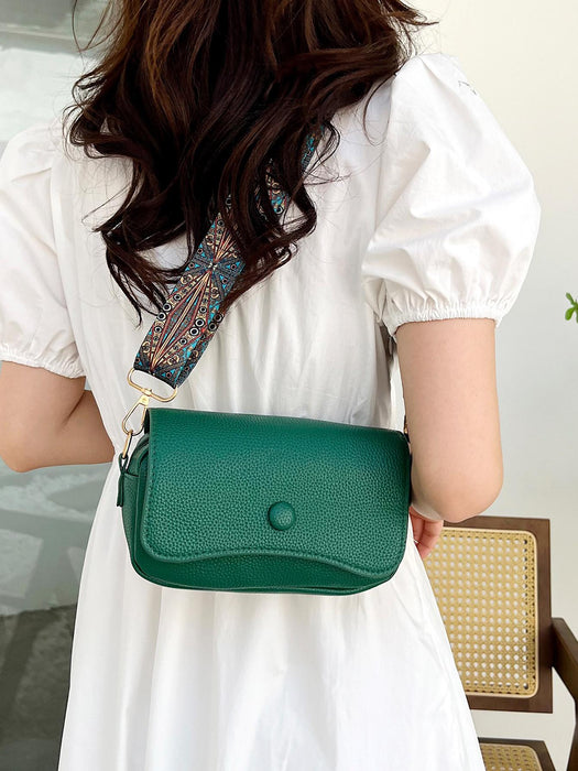 Bolso pequeño cuadrado Flip Lychee Grain, bolso bandolera sencillo, verde - Quierox - Tienda Online