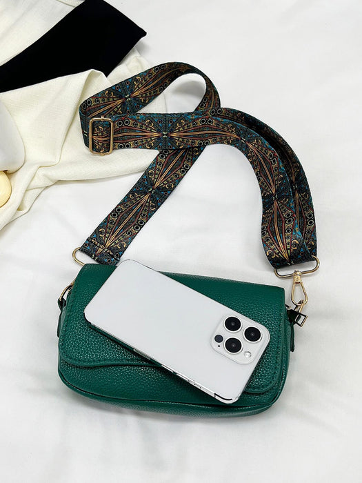 Bolso pequeño cuadrado Flip Lychee Grain, bolso bandolera sencillo, verde - Quierox - Tienda Online