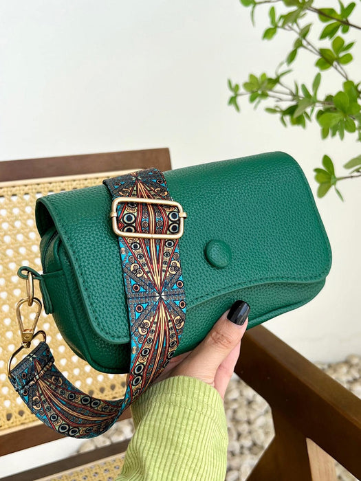 Bolso pequeño cuadrado Flip Lychee Grain, bolso bandolera sencillo, verde - Quierox - Tienda Online