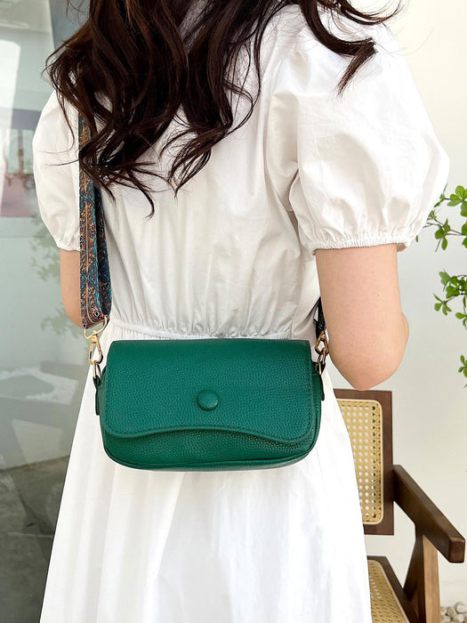 Bolso pequeño cuadrado Flip Lychee Grain, bolso bandolera sencillo, verde - Quierox - Tienda Online