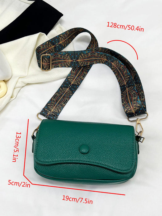 Bolso pequeño cuadrado Flip Lychee Grain, bolso bandolera sencillo, verde - Quierox - Tienda Online