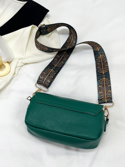 Bolso pequeño cuadrado Flip Lychee Grain, bolso bandolera sencillo, verde - Quierox - Tienda Online