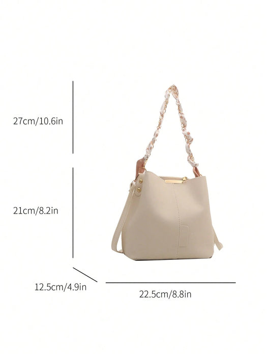 Bolso tipo cubo de piel sintética con detalle de cadena, bandolera para mujer. - Quierox - Tienda Online