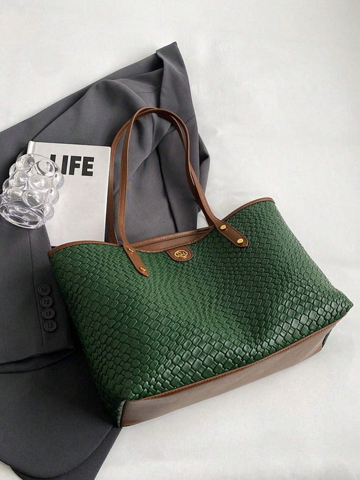 Bolso tote casual de gran capacidad y versátil, de estilo minimalista y de moda en PU - Quierox - Tienda Online