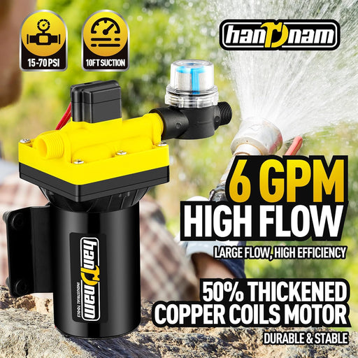 Bomba de agua para caravana, bomba de agua de 12 V CC, bomba de agua dulce de diafragma autocebante de 6 GPM 70PSI - Quierox - Tienda Online