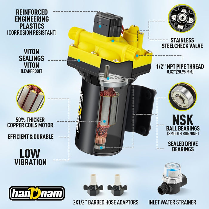 Bomba de agua para caravana, bomba de agua de 12 V CC, bomba de agua dulce de diafragma autocebante de 6 GPM 70PSI - Quierox - Tienda Online