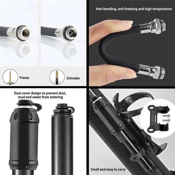 Bomba de bicicleta, bomba de aire portátil de aleación de aluminio para bicicleta - Quierox - Tienda Online