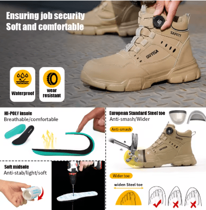 Botas de seguridad GUYISA, puntera acero, con hebilla inteligente para hombre. - Quierox - Tienda Online