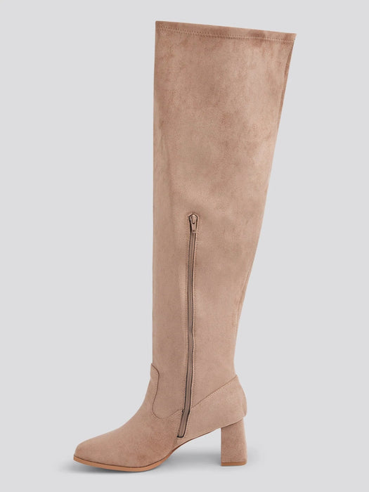 Botas Natalia de ante con pantorrilla ancha por encima de la rodilla - Quierox - Tienda Online