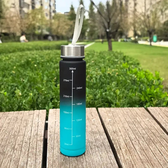 Botella de agua degradada de 300 ml con horario - Quierox - Tienda Online