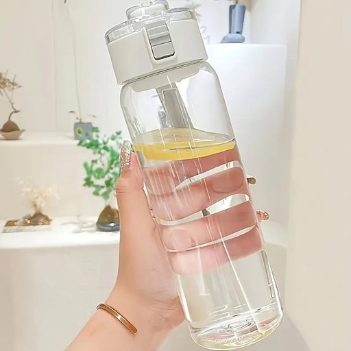 Botella de Agua Portátil Transparente de 1 Pieza con Tapa de Pajita - A Prueba de Fugas - Quierox - Tienda Online
