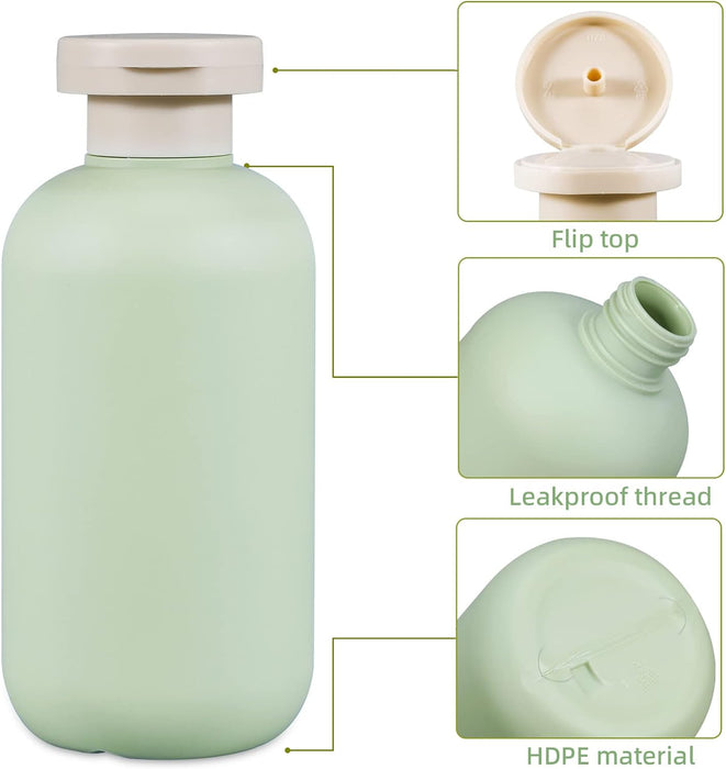 Botellas exprimidas de 300 ml con tapa abatible, botellas de viaje de plástico recargables, 2 piezas - Quierox - Tienda Online