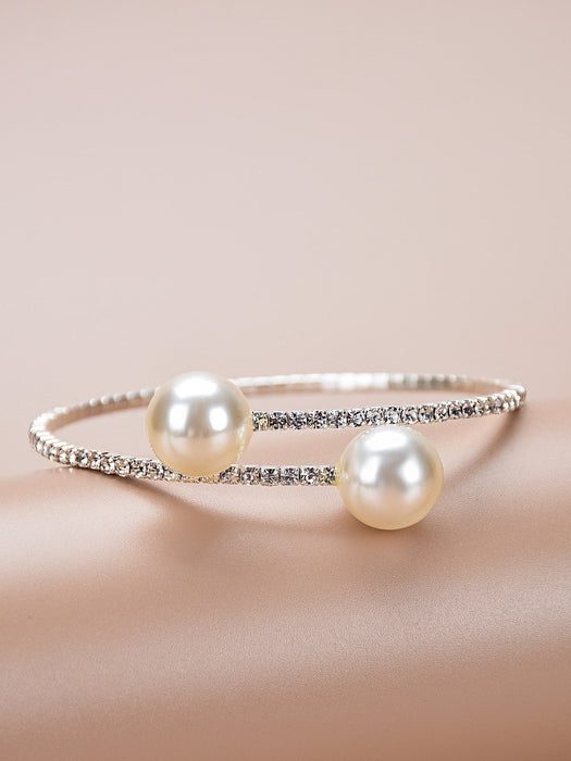 Brazalete con decoración de diamantes de imitación y perlas sintéticas - Quierox - Tienda Online