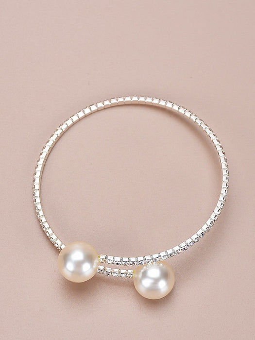 Brazalete con decoración de diamantes de imitación y perlas sintéticas - Quierox - Tienda Online