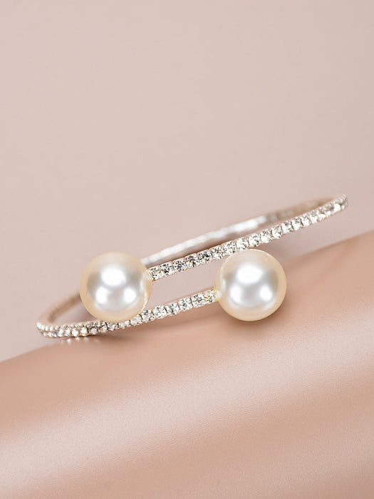 Brazalete con decoración de diamantes de imitación y perlas sintéticas - Quierox - Tienda Online