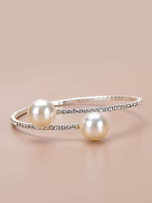 Brazalete con decoración de diamantes de imitación y perlas sintéticas - Quierox - Tienda Online