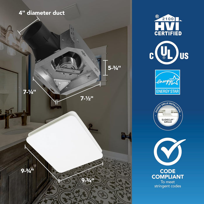 Broan - NuTone® Extractor de baño BE8, 80 CFM, ventilador de escape ENERGY STAR®, 1.5 Sones - Quierox - Tienda Online