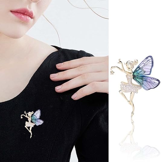 Broche de circonita con diseño de hada y mariposa, para bailarinas con alas - Quierox - Tienda Online