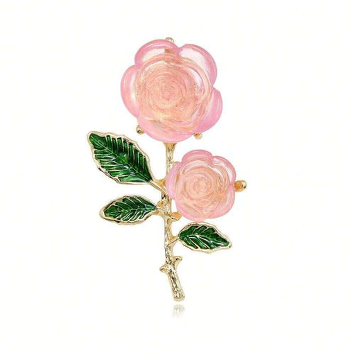 Broche elegante de resina rosa semitransparente con forma de gota - Quierox - Tienda Online
