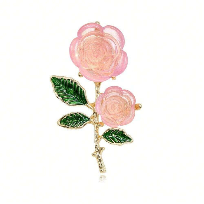Broche elegante de resina rosa semitransparente con forma de gota - Quierox - Tienda Online