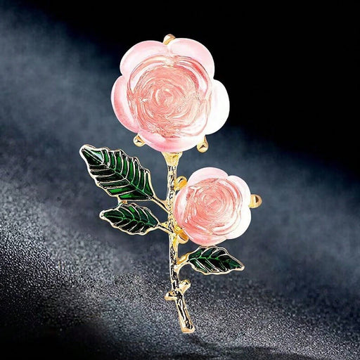 Broche elegante de resina rosa semitransparente con forma de gota - Quierox - Tienda Online