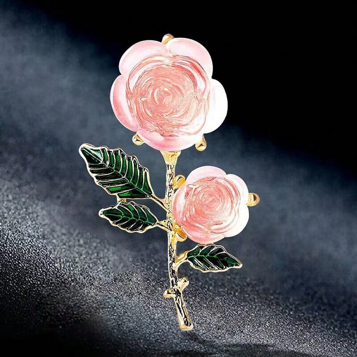Broche elegante de resina rosa semitransparente con forma de gota - Quierox - Tienda Online