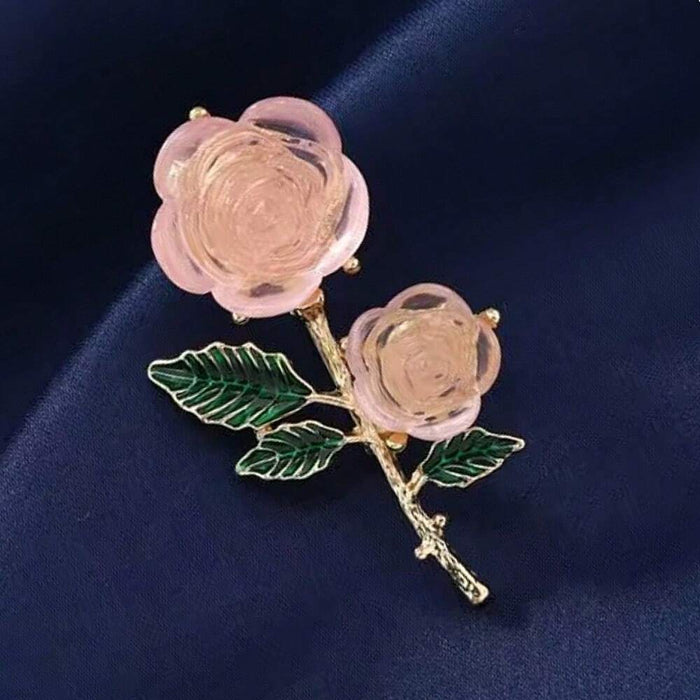 Broche elegante de resina rosa semitransparente con forma de gota - Quierox - Tienda Online