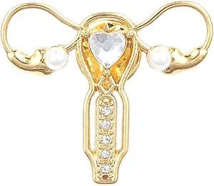 Broche, perlas de imitación de órgano en forma de útero con incrustaciones - Quierox - Tienda Online