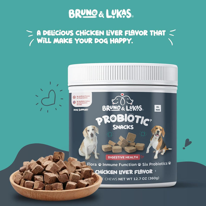 Bruno & Lukas Golosinas de probióticos para perros que apoyan la salud de la flora intestinal - Quierox - Tienda Online