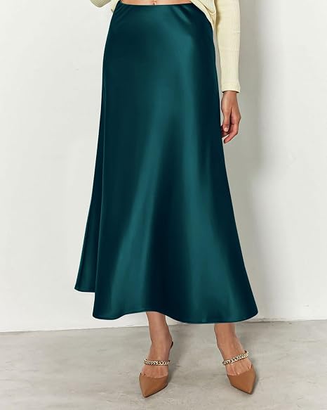 BTFBM Faldas de verano para mujer, de seda, elegante, de cintura alta - Quierox - Tienda Online