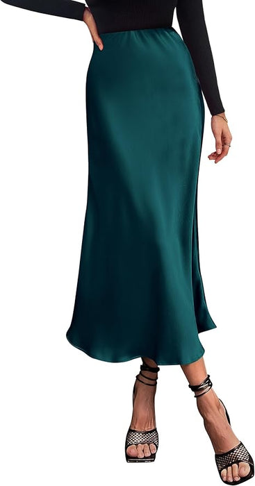BTFBM Faldas de verano para mujer, de seda, elegante, de cintura alta - Quierox - Tienda Online